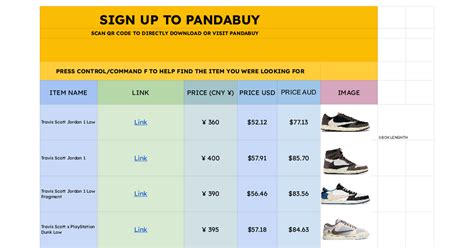 soccer cleats panda buy spreadsheet